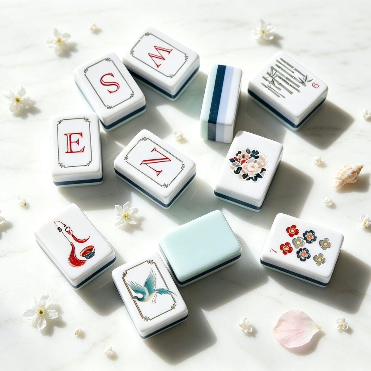 The Jade Garden Line American Mahjong Set – Mint & Ivory, 160 Tiles