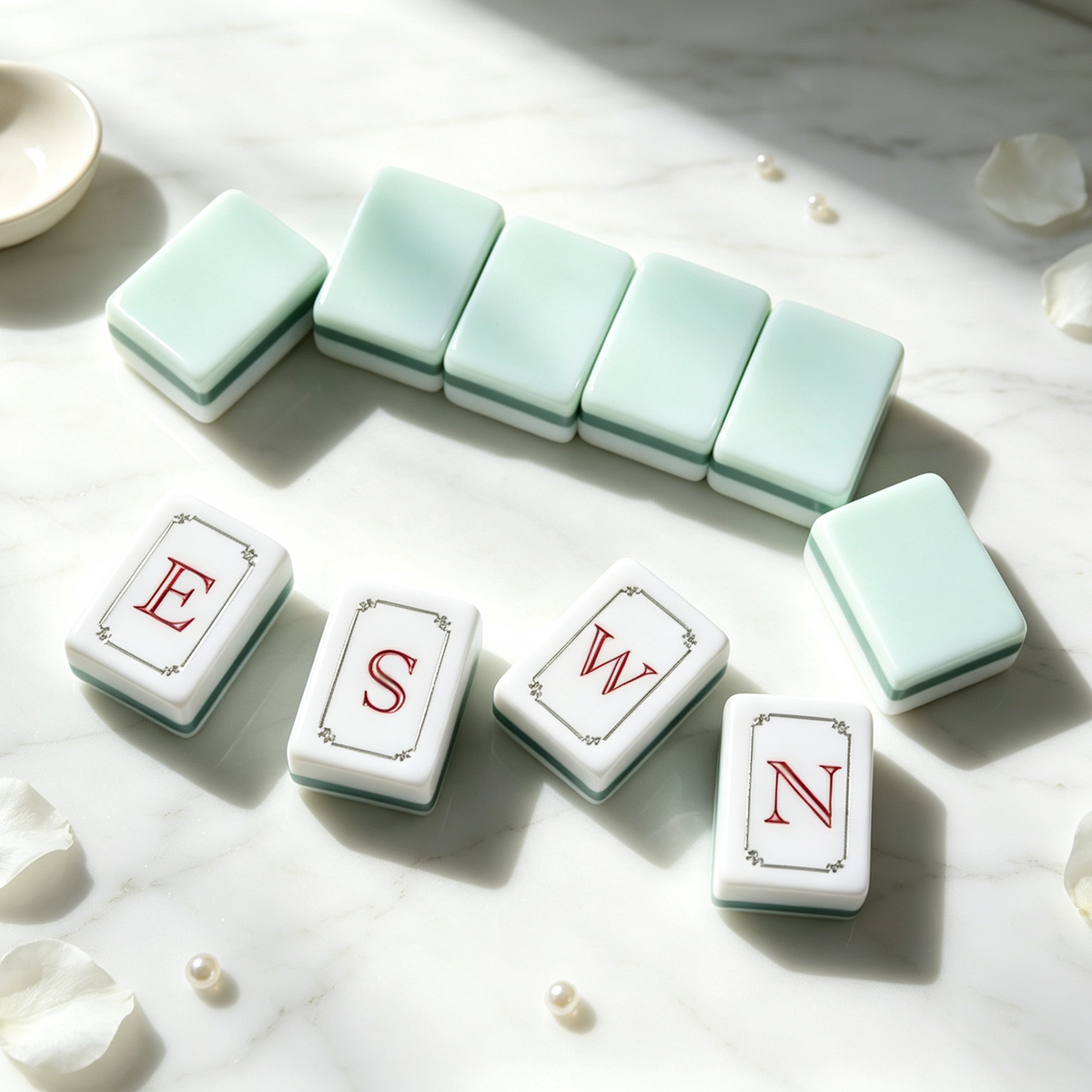 The Jade Garden Line American Mahjong Set – Mint & Ivory, 160 Tiles