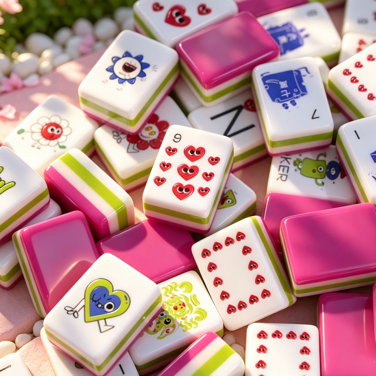 The Pop Love Collection American Mahjong Set – Strawberry Pink, 160 Tiles