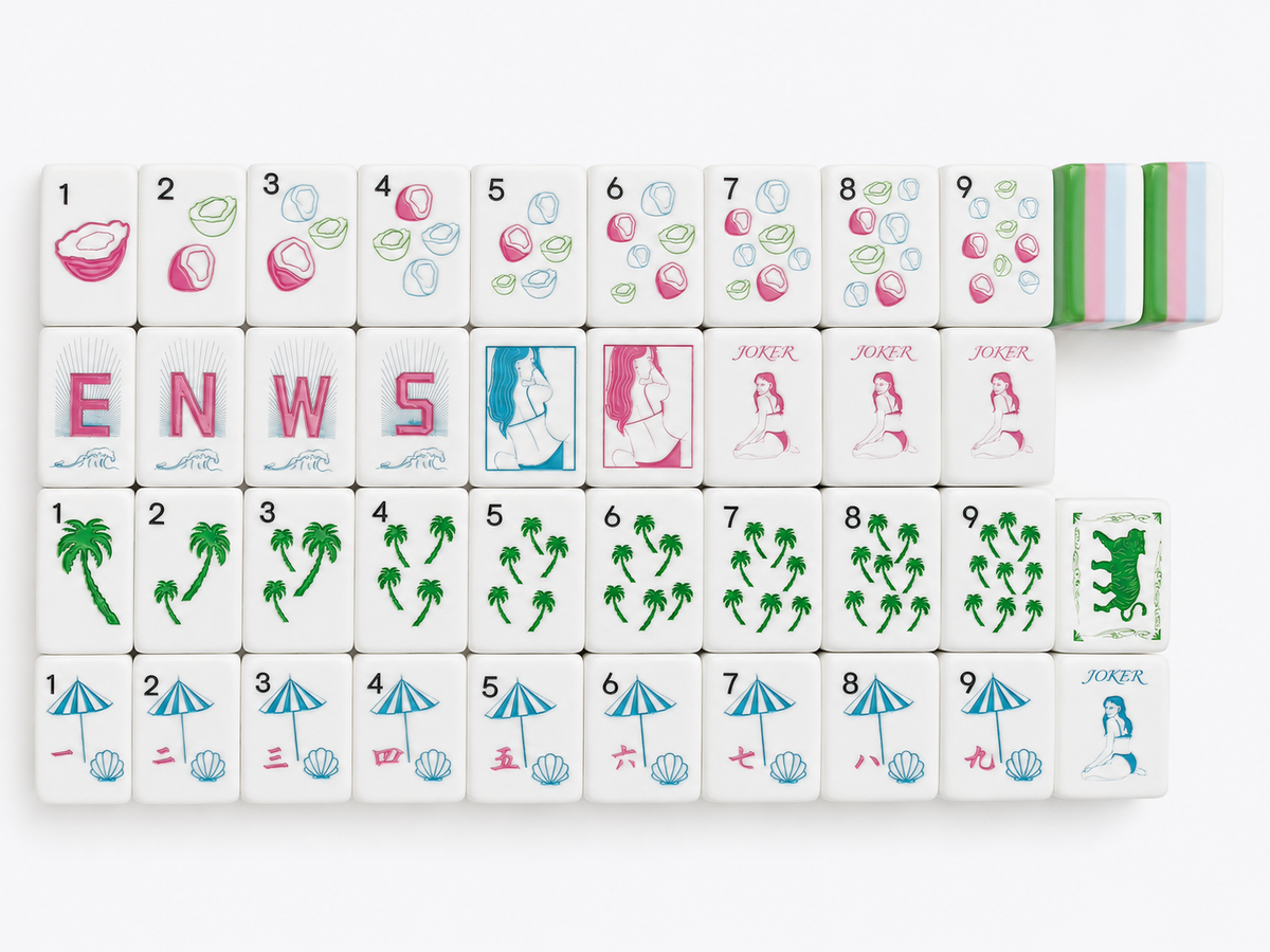 The Riviera Collection American Mahjong Set – Emerald & Resort Stripe, 160 Tiles