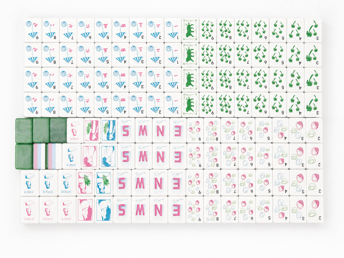 The Riviera Collection American Mahjong Set – Emerald & Resort Stripe, 160 Tiles
