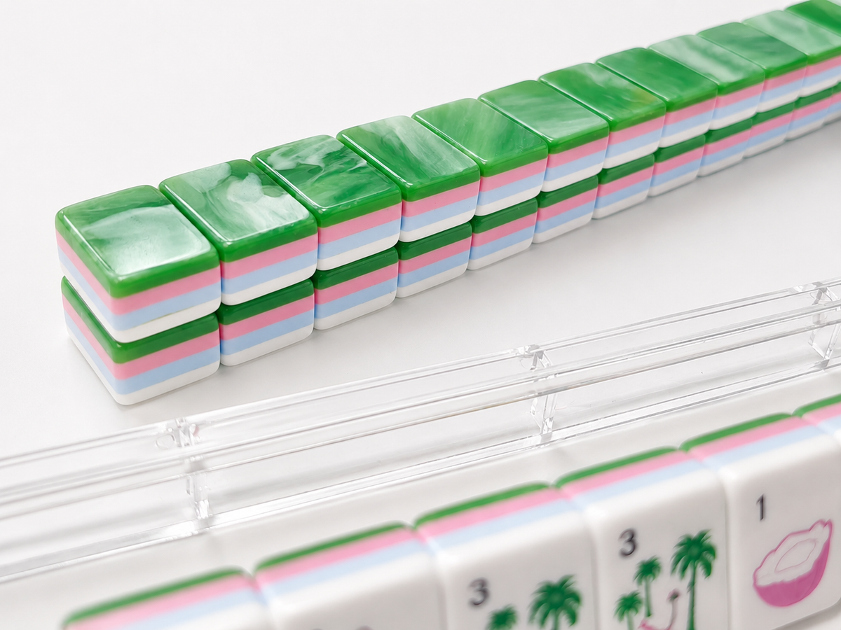 The Riviera Collection American Mahjong Set – Emerald & Resort Stripe, 160 Tiles
