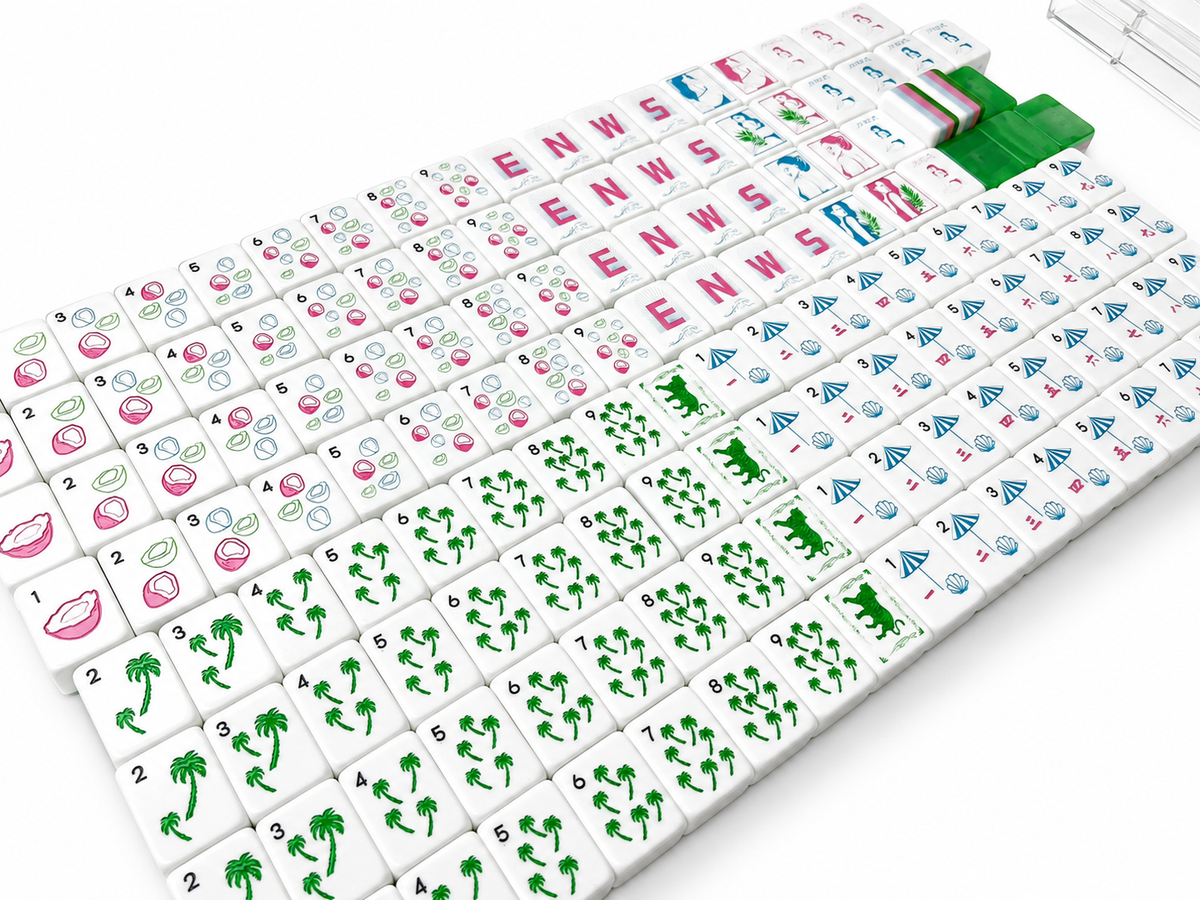 The Riviera Collection American Mahjong Set – Emerald & Resort Stripe, 160 Tiles