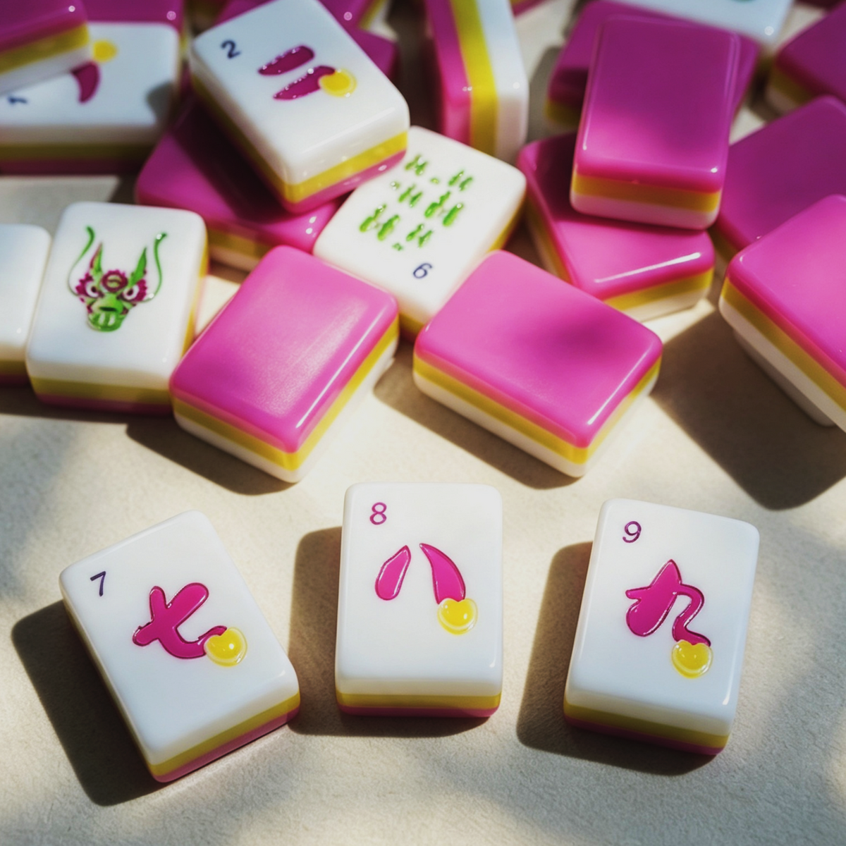 The Sweetheart Summer Line American Mahjong Set – Fuchsia & Lime, 160 Tiles