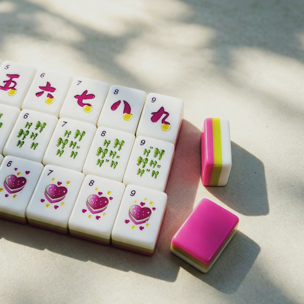 The Sweetheart Summer Line American Mahjong Set – Fuchsia & Lime, 160 Tiles