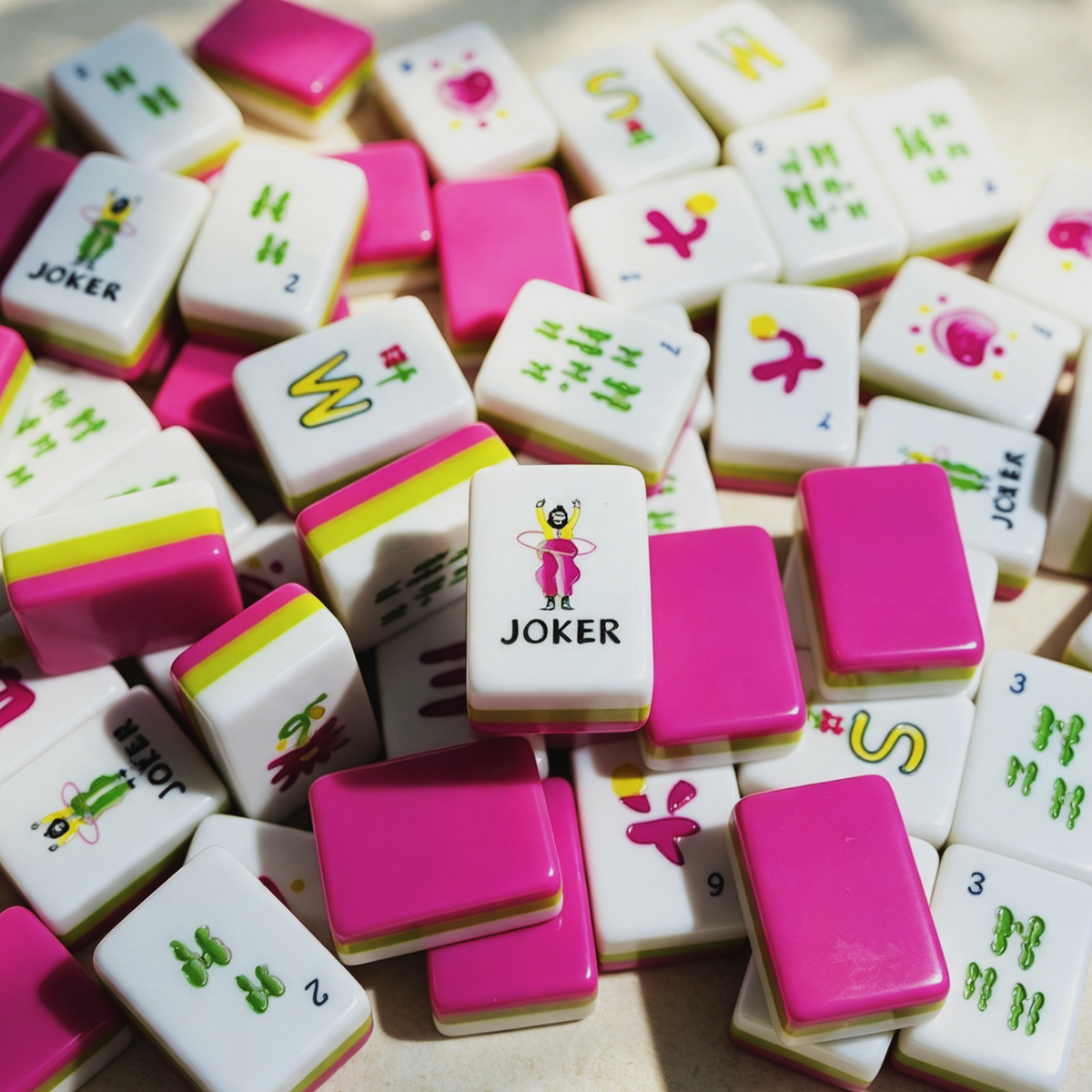 The Sweetheart Summer Line American Mahjong Set – Fuchsia & Lime, 160 Tiles