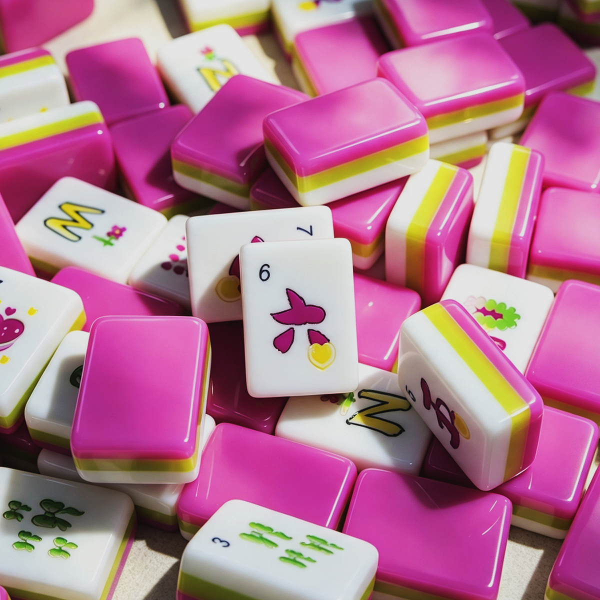The Sweetheart Summer Line American Mahjong Set – Fuchsia & Lime, 160 Tiles