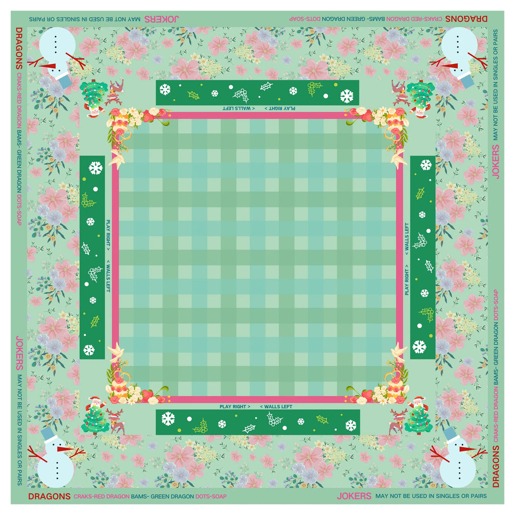 Vintage Christmas Mint Green Mahjong Mat