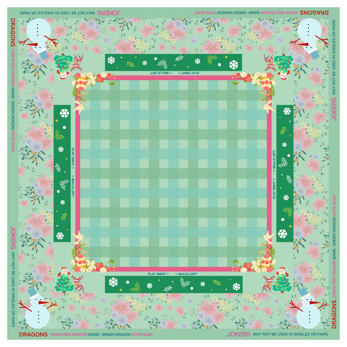Vintage Christmas Mint Green Mahjong Mat