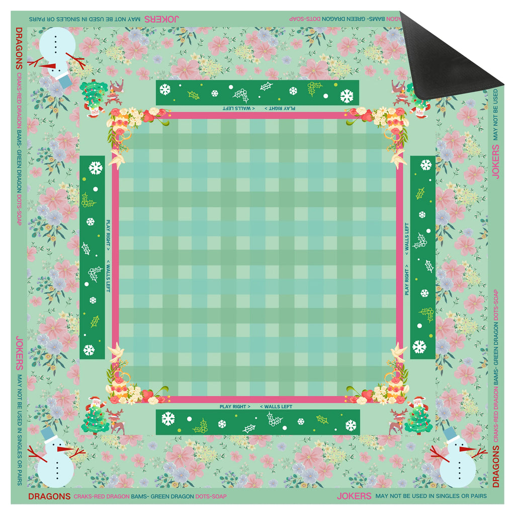 Vintage Christmas Mint Green Mahjong Mat