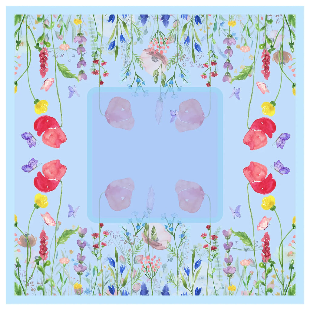Watercolor Wildflower Meadow Mahjong Mat