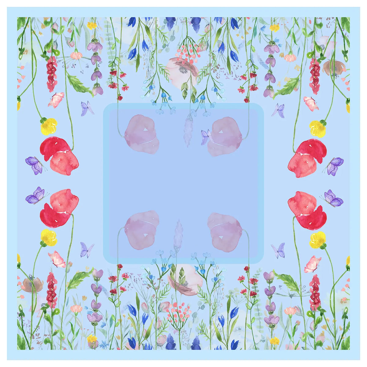 Watercolor Wildflower Meadow Mahjong Mat